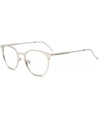 Aviator Vintage Metal Frame Aviator Clear Lens Glasses - Silver - CV12O8BOCMX $12.47