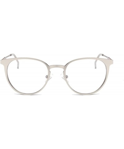 Aviator Vintage Metal Frame Aviator Clear Lens Glasses - Silver - CV12O8BOCMX $12.47