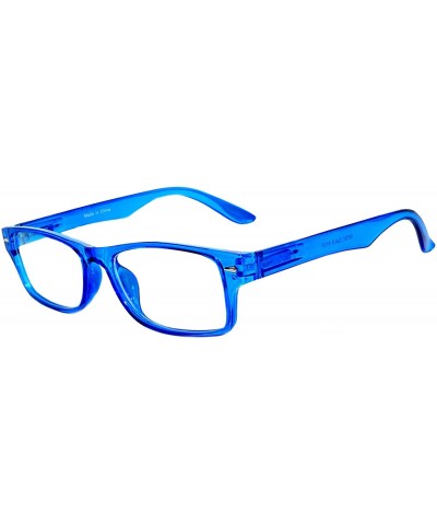 Rectangular Fashion Retro Style Narrow Rectangular Colorful Frame Clear Lens Sunglasses - Blue - CP1834G6Y36 $18.35