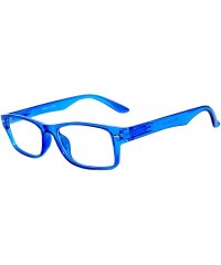 Rectangular Fashion Retro Style Narrow Rectangular Colorful Frame Clear Lens Sunglasses - Blue - CP1834G6Y36 $10.14