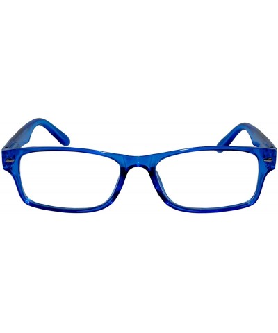 Rectangular Fashion Retro Style Narrow Rectangular Colorful Frame Clear Lens Sunglasses - Blue - CP1834G6Y36 $10.14
