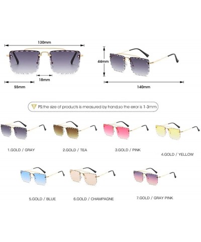 Oversized Sunglasses Womens Rimless Square Eyewear Retro Oversized Diamond Cut Glasses Mens Vintage Frame Sunglasses - CW198Q...