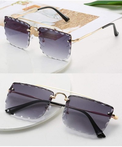 Oversized Sunglasses Womens Rimless Square Eyewear Retro Oversized Diamond Cut Glasses Mens Vintage Frame Sunglasses - CW198Q...