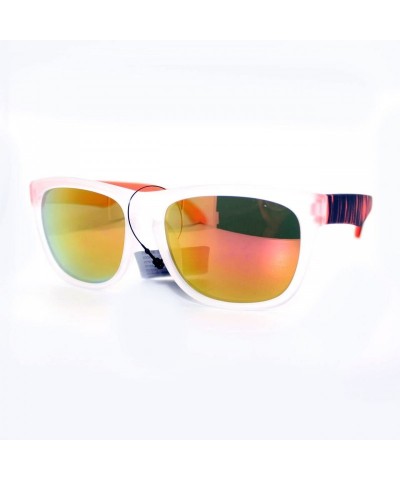 Square Soft Matte Finish Square Frame Unisex Sunglasses Multi Mirror Lens - Orange - C111W8F1IDP $10.01