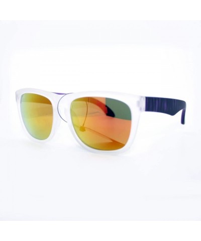 Square Soft Matte Finish Square Frame Unisex Sunglasses Multi Mirror Lens - Orange - C111W8F1IDP $10.01