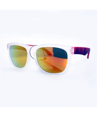 Square Soft Matte Finish Square Frame Unisex Sunglasses Multi Mirror Lens - Orange - C111W8F1IDP $10.01