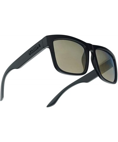 Round Black Fame Classic Squared Horn Rim Sunglasses Sporty Active Mirror Eye Shades - Black Frame - Bronze - CN18ICCHG09 $23.67