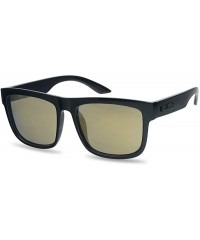 Round Black Fame Classic Squared Horn Rim Sunglasses Sporty Active Mirror Eye Shades - Black Frame - Bronze - CN18ICCHG09 $13.26