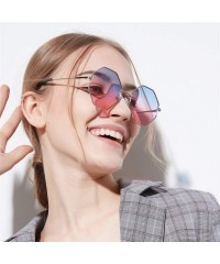 Rimless Rimless Irregular Sunglasses Lightweight Composite-UV400 Lens Glasses - Black - CL1903ACGEM $11.14