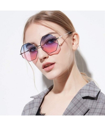 Rimless Rimless Irregular Sunglasses Lightweight Composite-UV400 Lens Glasses - Black - CL1903ACGEM $11.14