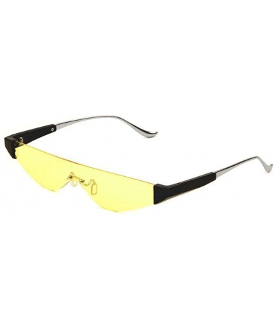 Shield Slim Rimless Mono One Piece Shield Futuristic Skinny Sunglasses - Black & Silver Frame - C218U36T0RR $12.32