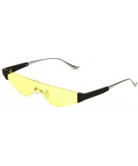 Shield Slim Rimless Mono One Piece Shield Futuristic Skinny Sunglasses - Black & Silver Frame - C218U36T0RR $12.32