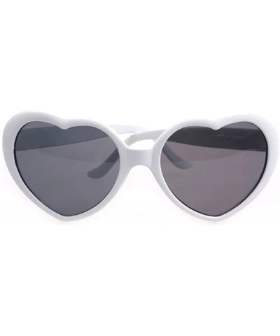 Oversized Women Fashion Oversized Heart Shaped Retro Sunglasses Cute Eyewear UV400 - White - CD199CNIX8G $18.82