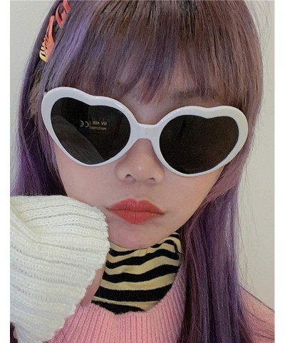 Oversized Women Fashion Oversized Heart Shaped Retro Sunglasses Cute Eyewear UV400 - White - CD199CNIX8G $10.51