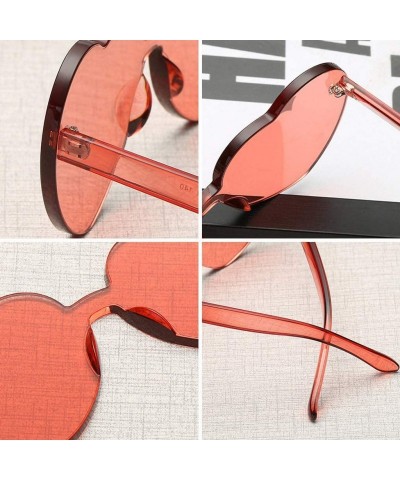 Round Love Heart Shaped Rimless Sunglasses PC Frame Resin Lens Sunglasses UV400 Sunglasses - Purple - C7199XQU6KT $6.08