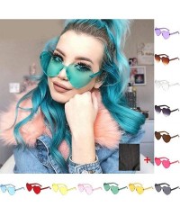 Round Love Heart Shaped Rimless Sunglasses PC Frame Resin Lens Sunglasses UV400 Sunglasses - Purple - C7199XQU6KT $6.08