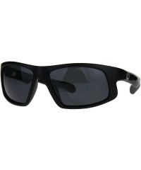 Sport Nitrogen Mens Polarized Lens Sport Warp Plastic Sunglasses - Solid Black - CV188LI76TQ $10.12