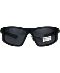 Sport Nitrogen Mens Polarized Lens Sport Warp Plastic Sunglasses - Solid Black - CV188LI76TQ $10.12