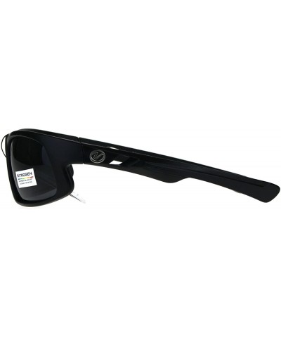 Sport Nitrogen Mens Polarized Lens Sport Warp Plastic Sunglasses - Solid Black - CV188LI76TQ $10.12