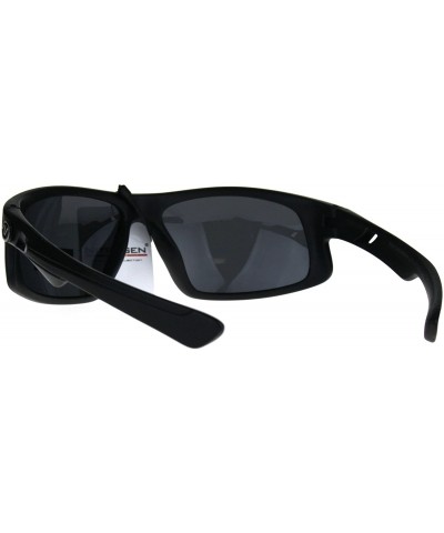 Sport Nitrogen Mens Polarized Lens Sport Warp Plastic Sunglasses - Solid Black - CV188LI76TQ $10.12