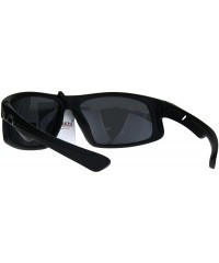 Sport Nitrogen Mens Polarized Lens Sport Warp Plastic Sunglasses - Solid Black - CV188LI76TQ $10.12