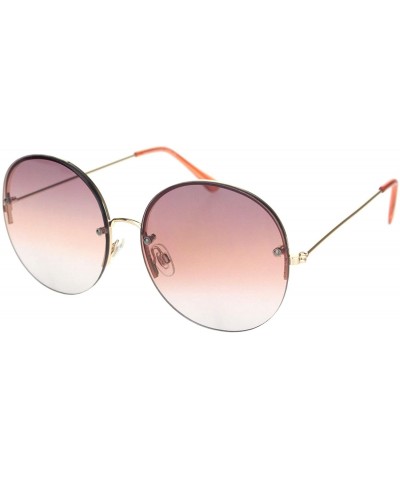 Rimless Womens Rimless Hippie Oceanic Gradient Round Sunglasses - Gold Burgundy Smoke - CD18OCYRYKC $11.60