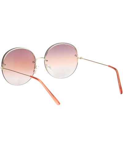 Rimless Womens Rimless Hippie Oceanic Gradient Round Sunglasses - Gold Burgundy Smoke - CD18OCYRYKC $11.60