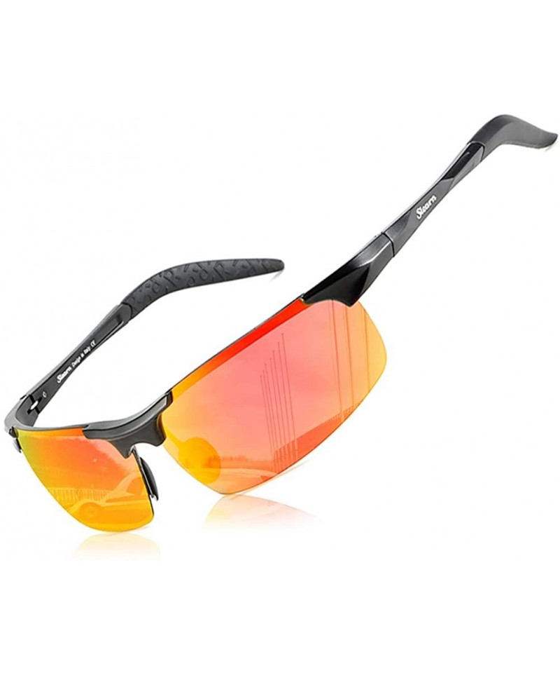 Rimless Driving Polarized Sunglasses for Men Stylish HD Lens Unbreakable Al-Mg Metal Frame SL0N001 - Red - C018GSEYGEX $8.05