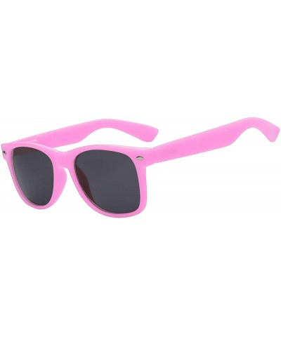 Square Classic Vintage 80's Style Sunglasses Colored plastic Frame for Mens or Womens - 1 Smoke Lens Pink - CE11QTP7QS1 $17.99