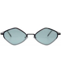 Oval Retro Hippie Diamond Shape Fashion Trending Metal Frame Tinted Flat Lens Sunglasses - Blue - CD18ILRSKH9 $13.65
