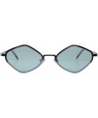 Oval Retro Hippie Diamond Shape Fashion Trending Metal Frame Tinted Flat Lens Sunglasses - Blue - CD18ILRSKH9 $13.65