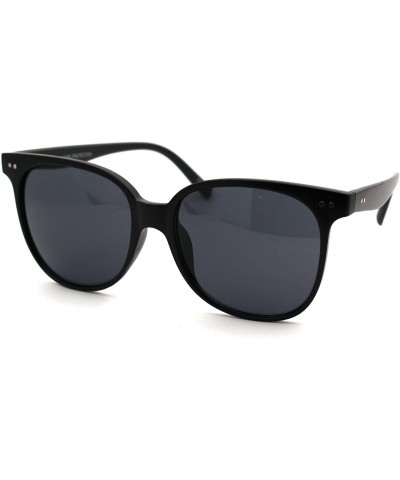Rectangular Mod Minimal Thin Horn Rim Retro Plastic Sunglasses - Matte Black Solid Black - CV18UUWCI3S $18.98