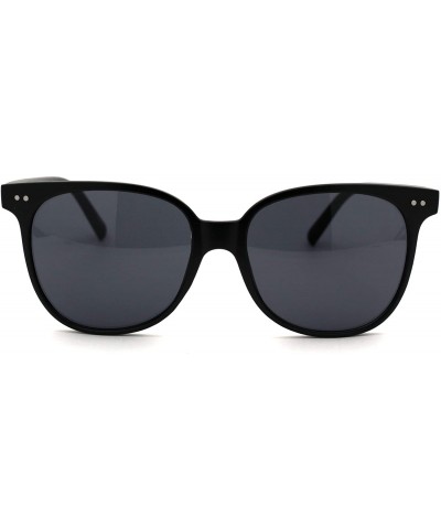 Rectangular Mod Minimal Thin Horn Rim Retro Plastic Sunglasses - Matte Black Solid Black - CV18UUWCI3S $12.49