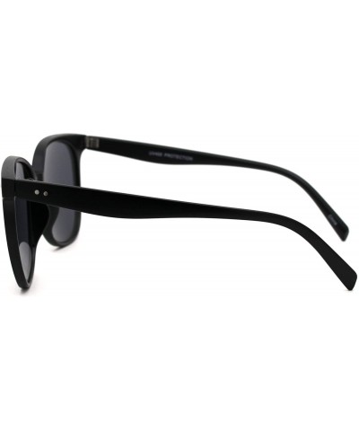Rectangular Mod Minimal Thin Horn Rim Retro Plastic Sunglasses - Matte Black Solid Black - CV18UUWCI3S $12.49