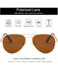 Aviator Classic Polarized Sunglasses Mirrored Protection - Gold Frame Brown Lens - C718WG5M2LO $11.98