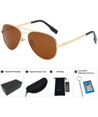 Aviator Classic Polarized Sunglasses Mirrored Protection - Gold Frame Brown Lens - C718WG5M2LO $11.98