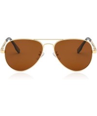 Aviator Classic Polarized Sunglasses Mirrored Protection - Gold Frame Brown Lens - C718WG5M2LO $11.98