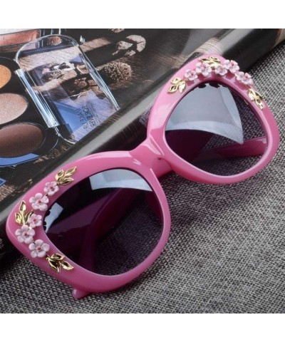 Oversized 2020 Luxury Queen Cat Eye Sunglasses for Women Rose Flower Vintage Girls Oversize Design Women Sun glasses - C4 - C...