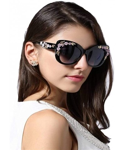 Oversized 2020 Luxury Queen Cat Eye Sunglasses for Women Rose Flower Vintage Girls Oversize Design Women Sun glasses - C4 - C...