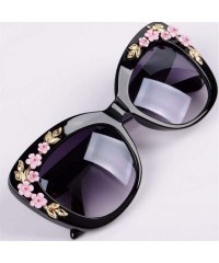 Oversized 2020 Luxury Queen Cat Eye Sunglasses for Women Rose Flower Vintage Girls Oversize Design Women Sun glasses - C4 - C...