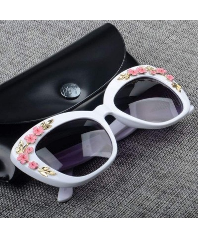 Oversized 2020 Luxury Queen Cat Eye Sunglasses for Women Rose Flower Vintage Girls Oversize Design Women Sun glasses - C4 - C...