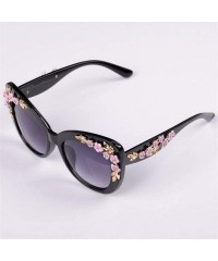 Oversized 2020 Luxury Queen Cat Eye Sunglasses for Women Rose Flower Vintage Girls Oversize Design Women Sun glasses - C4 - C...
