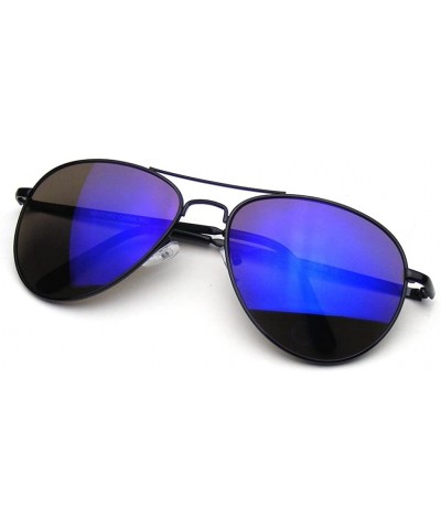 Aviator Flash Mirrored Lens Premium Metal Frame Aviator Sunglasses - Black - CA11V1KVA49 $18.14