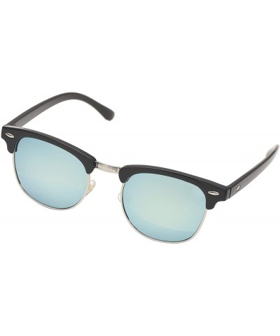 Square Vintage Semi Round Polarized Sunglasses for Men and Women 100% UV Protection Glasses - Green Lens - CS18YH83OTO $22.95