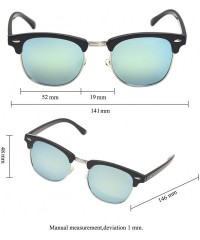Square Vintage Semi Round Polarized Sunglasses for Men and Women 100% UV Protection Glasses - Green Lens - CS18YH83OTO $19.82