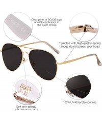 Sport Classic Aviator Mirrored Flat Lens Sunglasses Metal Frame with Spring Hinges SJ1030 - D13 Gold Frame/Grey Lens - C418RY...