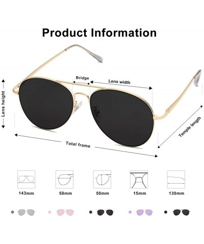 Sport Classic Aviator Mirrored Flat Lens Sunglasses Metal Frame with Spring Hinges SJ1030 - D13 Gold Frame/Grey Lens - C418RY...