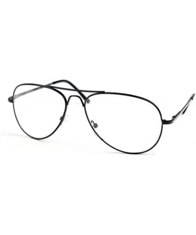 Aviator 1 Pc Deluxe Clear Lens Pilot Glasses Spring Hinge Metal Retro Vintage Hip - Choose Color - Black - C718NOENS6K $30.73