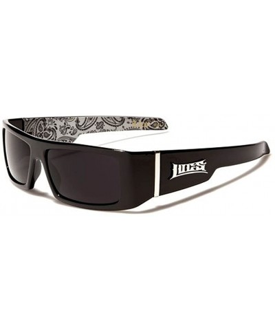 Wrap Mens Hardcore Wrap Around Sunglasses with Bandana Print Inside - Black - White Inside - CV11CV25BDN $9.82