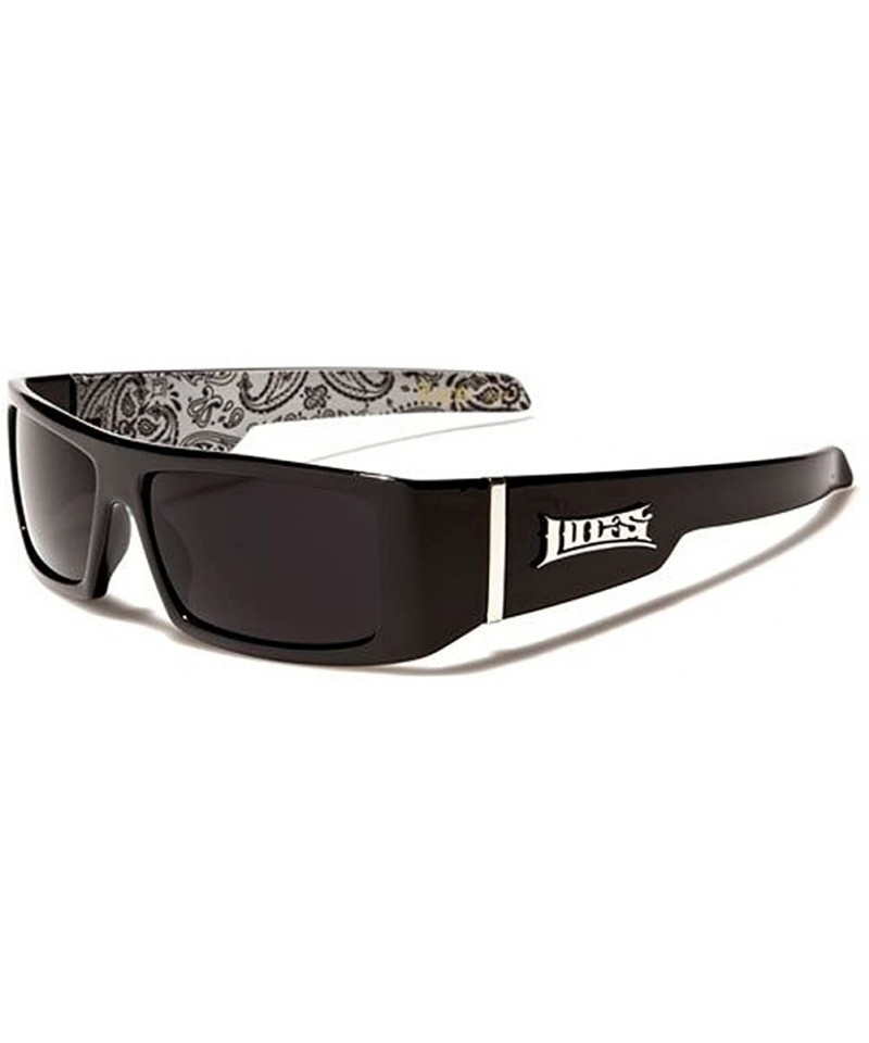 Wrap Mens Hardcore Wrap Around Sunglasses with Bandana Print Inside - Black - White Inside - CV11CV25BDN $9.82